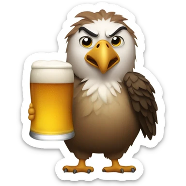 Fat eagle with frown face and a beer belly sticker