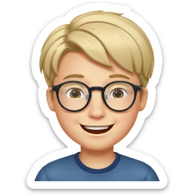 un ragazzo con gli occhiali e capelli al lato che fa l'occhiolino ed è felice sticker