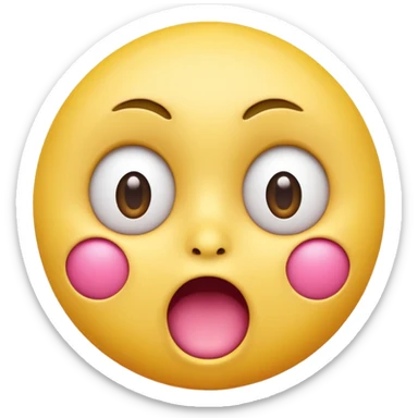 A 3D glossy yellow emoji face with a horrified expression, only large wide-open eyes, wide-open mouth, raised eyebrows, no nose, no ears, hands against its pink cheeks, vector style, black background, high quality, soft studio lighting sticker