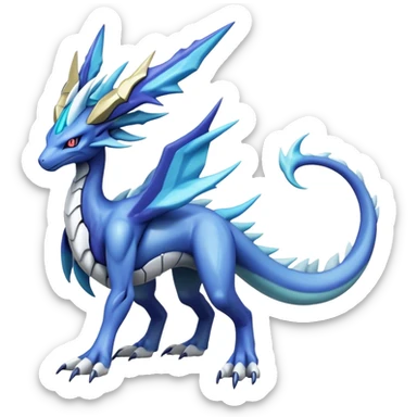  Cool Edgy Shiny Godly Ethereal Futuristic Legendary Digimon-Suicune-Dialga-Kyurem-Latios-Reptile, full body, four legs sticker