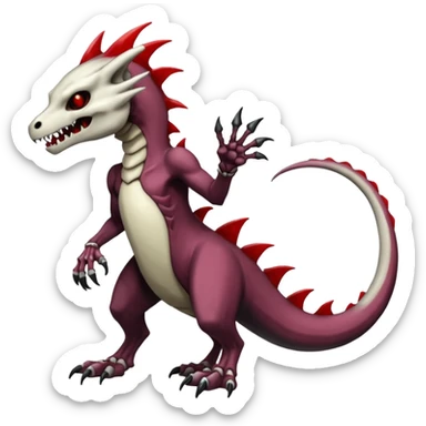 Shiny White Evil Glowing Eldritch Marowak-Salandit-Duskull-Darkdramon-fusion with bloody red markings sticker