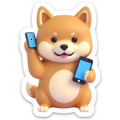 shiba inu holding a phone sticker