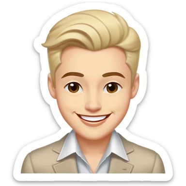 A confident man with a charming smile, a stylish outfit, and a playful or flirty demeanor. He stands with a relaxed posture, possibly winking or making eye contact, exuding an air of charm and charisma. His appearance is well-groomed, and he gives off a confident yet mischievous vibe sticker