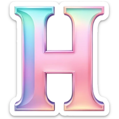 Iridescent pastel pink elegant Font setting icon with letter H sticker