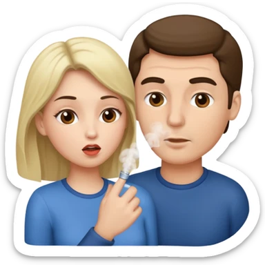 man blowing female sticker