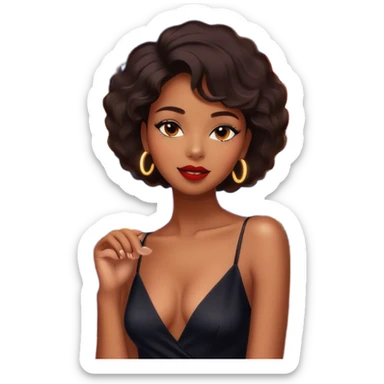 Black jazz singer girl in front of a Parisian jazz club at night, neon sign, Eiffel Tower visible sticker