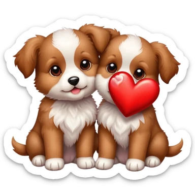 Two puppies with a heart sticker
