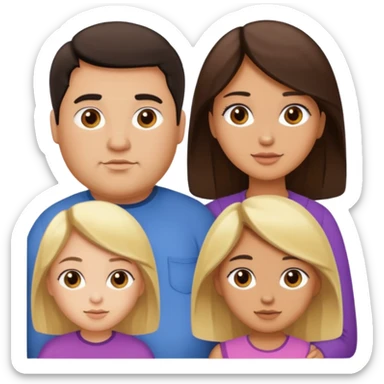 Familia de 4 personas : Hombre gordito pelo oscuro, Mujer pelo cafe, hija 1 pelo mono e hija 2 pelo oscuro. sticker