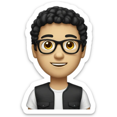 white boy with spects with black hair with full body sticker