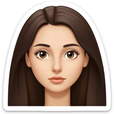 a brunette with thin nose almost sharp jaw line perfect eye brows and long hair slightly wheatish tone sticker