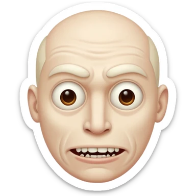 Creepy man with big mouth and no nose and ears sticker