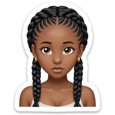 black girl with black goddess braids and nose stud with big eyes sticker