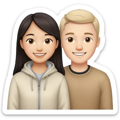 Asian girl and white boy couple sticker