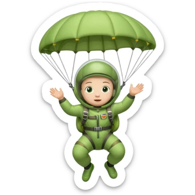 Skydiving baby with parachute and UFO green sticker