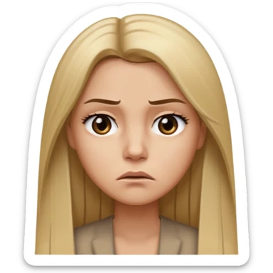 Mujer color de piel moreno claro, con cabello rubio largo, lacio y suelto, ojos negros, molesta  sticker
