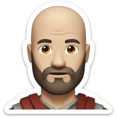 man with little hair and receding hairline and beard like kratos sticker