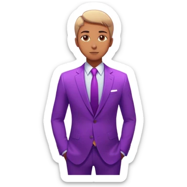 A charismatic person standing confidently in the center of a room, radiating a violet warm bright aura glow, he is calm with a lot of people around sticker