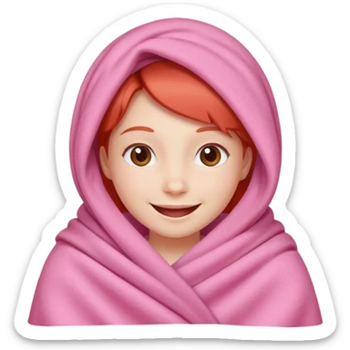 happy smile red cheeks in pink blanket sticker