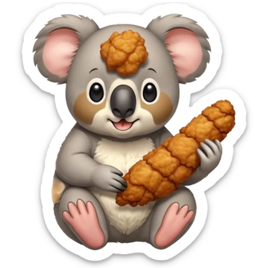 un koala comiendo una pieza de pollo sticker