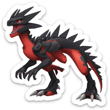  Cool Edgy Black Red Digimon-Fakemon-Guilmon-Velociraptor-Dragon-Mecha full body sticker