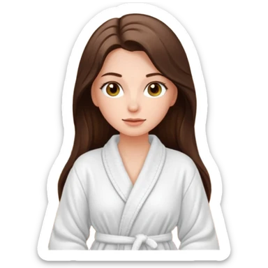 pretty white long brunette hair girl with hazel eyes in a bathrobe  at the spa sticker