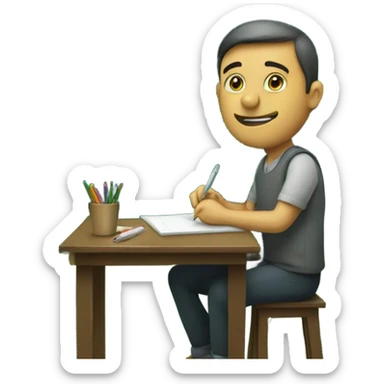 man writes on a green board with chalk sticker