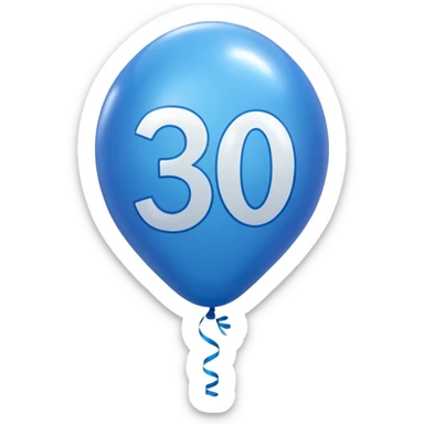 balloons with thirty 30 shape in blue sticker