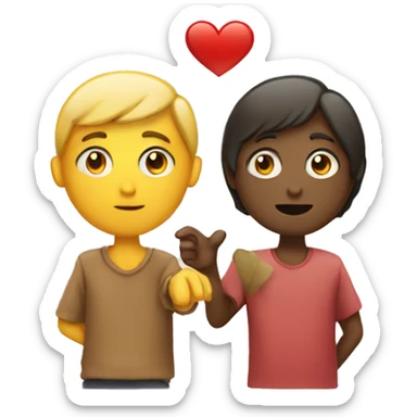 a human with a heart and another person asking for it sticker