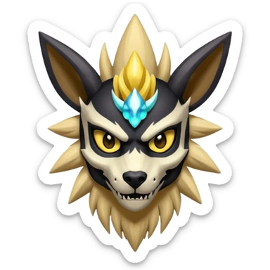 Skeletal Skinny Shiny Iridescent Dark Gloomy Edgy Gothic Cool Badass Jolteon-Houndoom-Manectric-fusion with a skull-cap-face-mask sticker