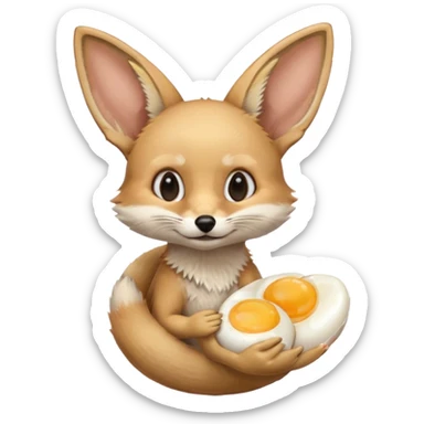 fennec carrying an uncooked egg sticker