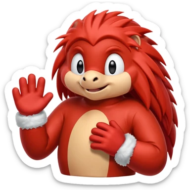 Sonic the hedgehogs friend knuckles a red animal with peach arms and white gloves he’s a echidna sticker