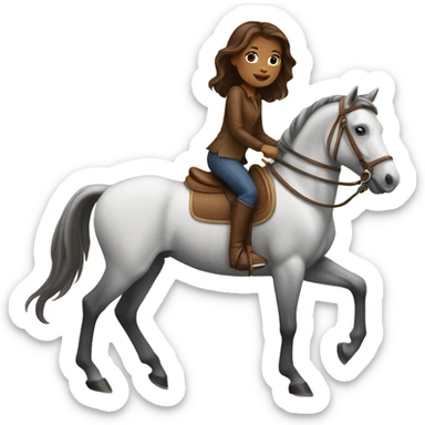 Tan girl with brown hair riding a horse sticker