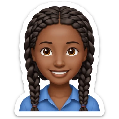 kenyan woman with long, black, braided hair in rows, brown eyes, pretty, round face sticker