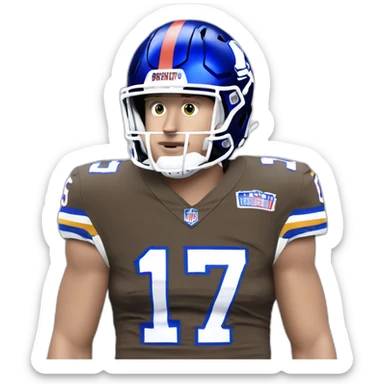 josh allen, a white man, wearing number 17 sticker