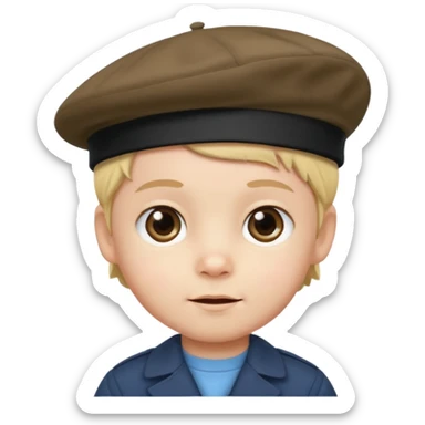 male toddler with beret sticker