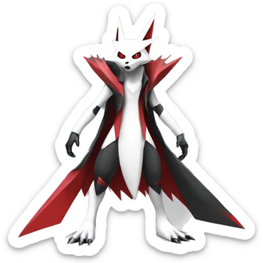  Cool Edgy Futuristic Black White Red Zangoose-Digimon-Medabot full body sticker