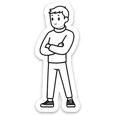 Person crossing arms over neck sticker