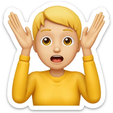 Yellow emoji doing choking emote with hands sticker