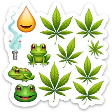 fait moi un pack demojis De fumeur pas avec les emojis de base mais des inventé type tete de beuh feuille de pepe grenouille sous weed lsd etc.. sticker