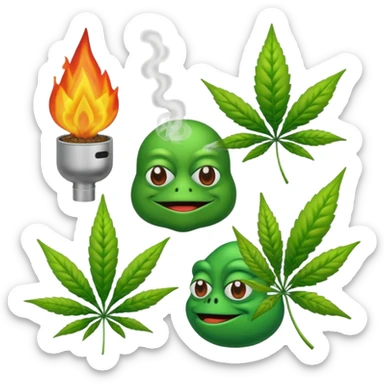 fait moi un pack demojis De fumeur pas avec les emojis de base mais des inventé type tete de beuh feuille de pepe grenouille sous weed lsd etc.. sticker