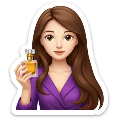 Half body pretty long hair woman holding 1 parfume sticker