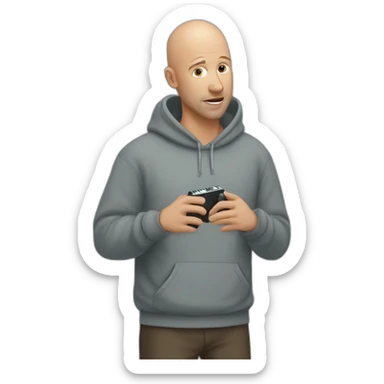 50 year old friendly bald guy in a hoodie playing harmonica sticker