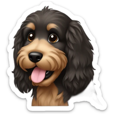 bouvier fawn brown and black puppy face very long hair smiling sticker