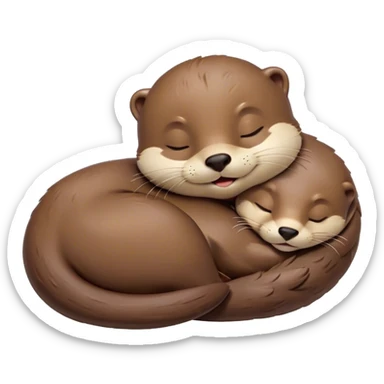 Meme-Worthy Cute Sleeping Otter Portrait Emoji, Head resting peacefully with a contented smile, showcasing a sleek, streamlined build and a luxuriously soft brown Fur, eyes shut in a serene, restful nap, Simplified yet hilariously adorable features, highly detailed, glowing with a soft, drowsy light, high shine, relaxed and utterly lovable, stylized with an air of playful laziness, bright and heartwarming, soft glowing outline, capturing the essence of a comically sleepy otter, so meme-worthy it feels like it could instantly become the next viral sensation of adorable slumber! sticker