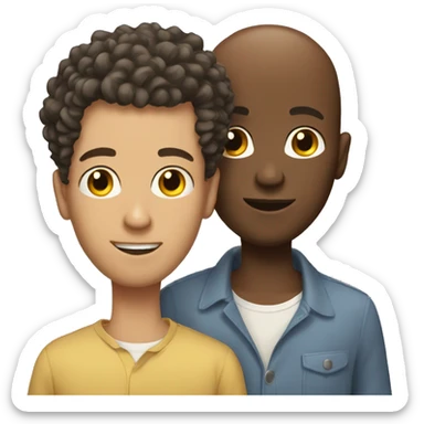  gay men black guys couple One bald One with curly hair.  sticker