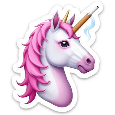Unicorn with a cigarette at the horn and it’s holding a vape sticker