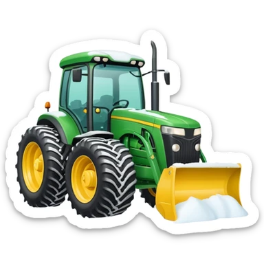 Bigger Green tractor with yellow blade pushing snow sticker