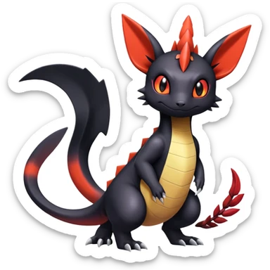 Cute Shiny Guilmon-Noibat-Quilava-Salandit-Umbreon-Fakémon-hybrid-creature (full body)  sticker