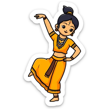 dancer in traditional Indian attire, mid-dance pose, vibrant colors sticker