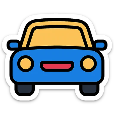 car, modern icon style, simple, recognizable, minimal details, suitable for app or website use sticker